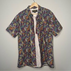 New Surf Society by Drill Clothing geometric‎ print button down shirt X-Large